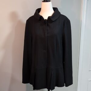 Marc Cain,90% Wool Black Pea Coat Classic Design, Size 6.
